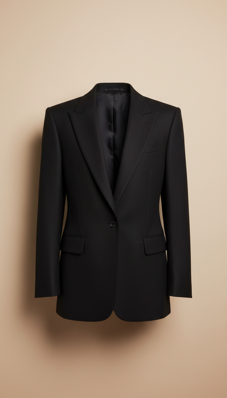 Ink black structured wool blazer