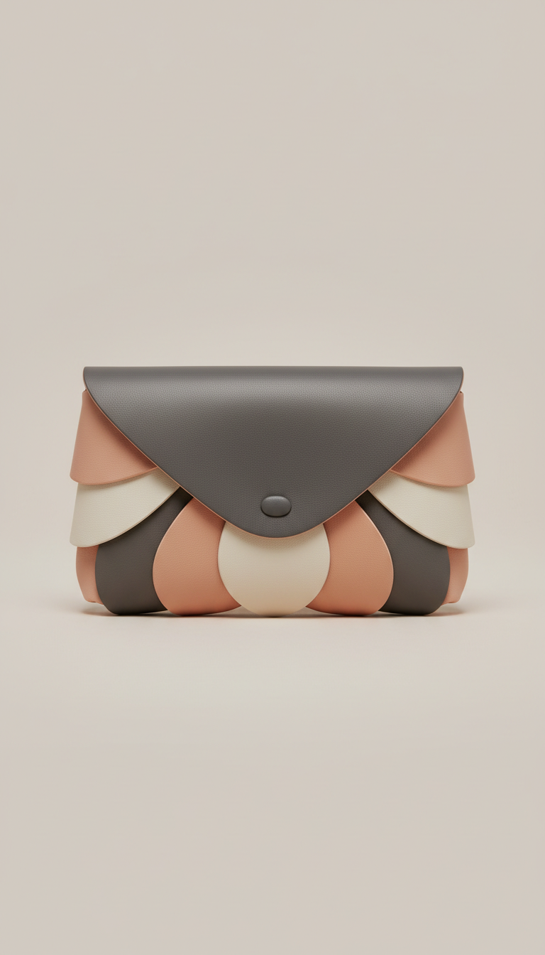 Soft petal leather envelope clutch