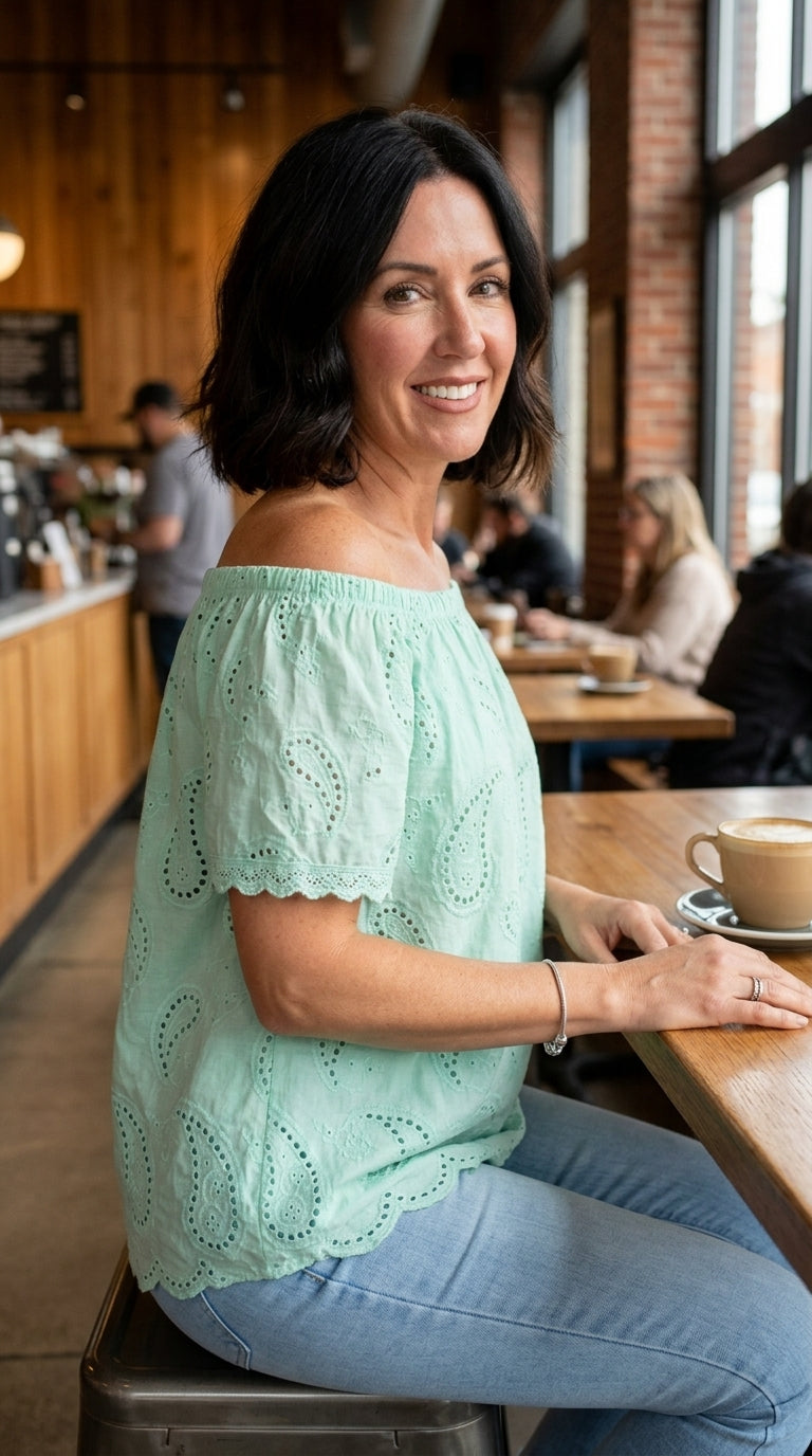 Paisley Bardot Top