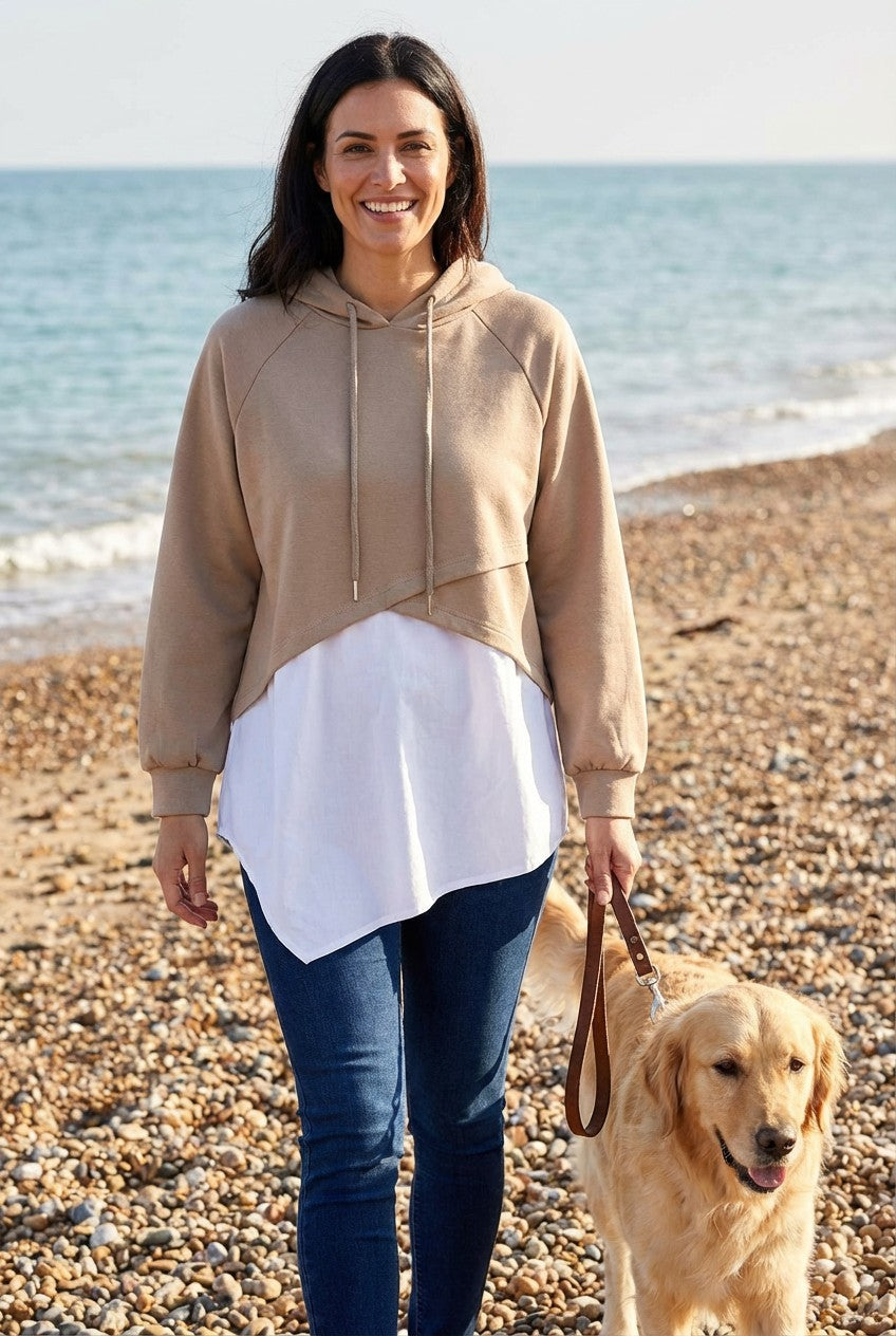 Hoodie with Shirt Underlay