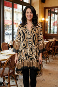 Tassel Detailed Animal Print Tunic/Dress