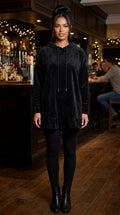 Frilled Velour Ribbed Hoodie