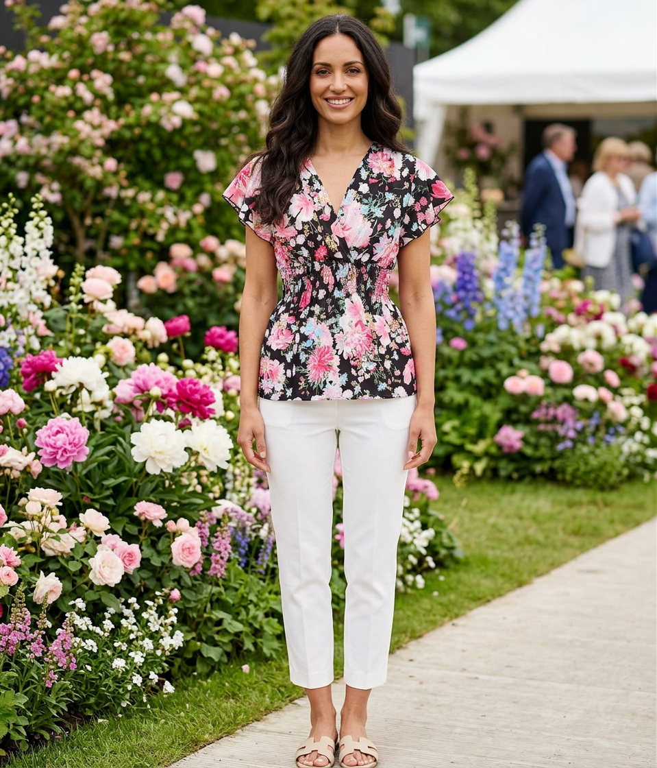 Ruched Floral Top