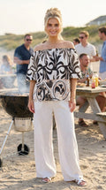 Off the Shoulder Printed Blouse