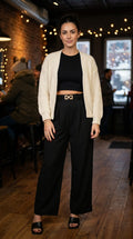 Gold Belted Wide Leg Trousers