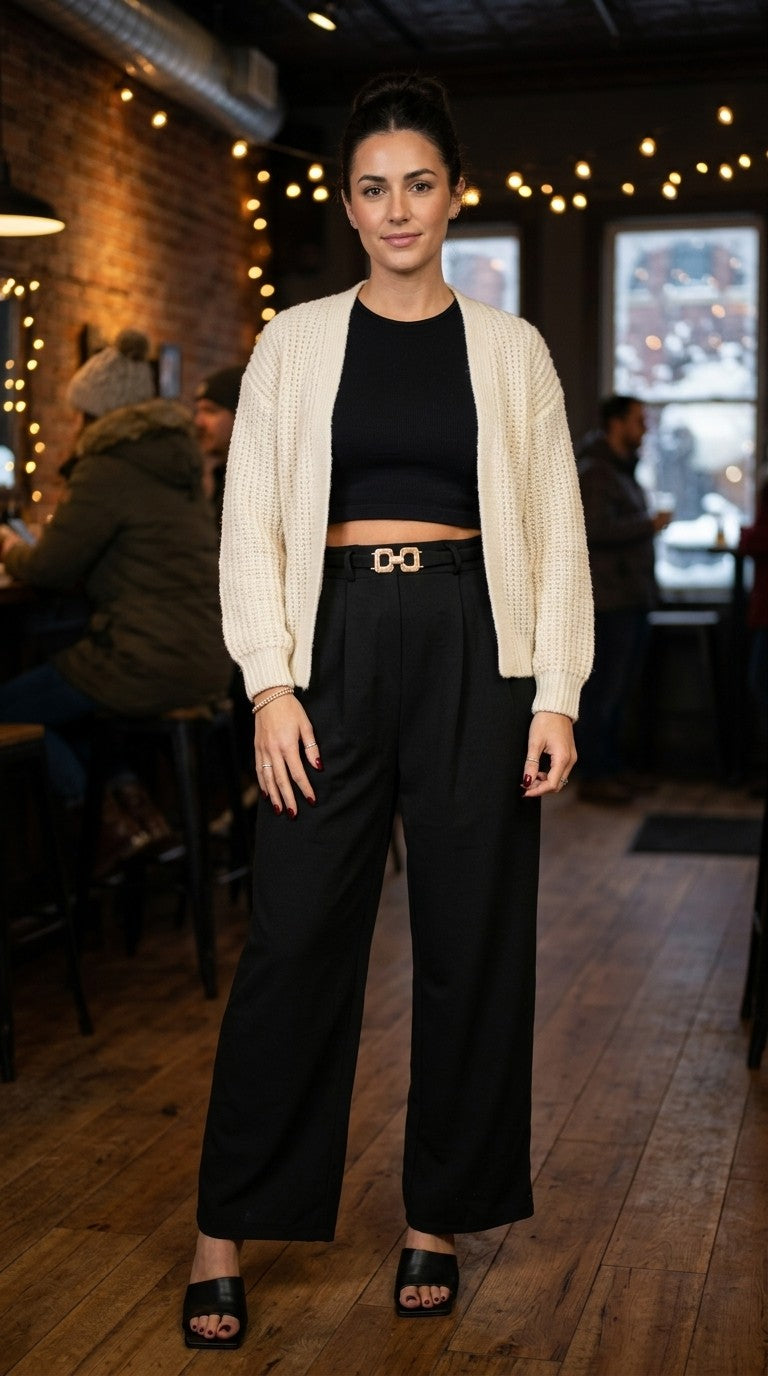 Gold Belted Wide Leg Trousers
