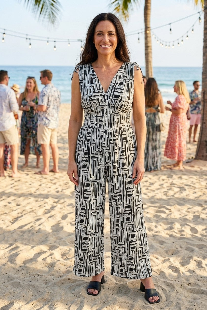 Black & White Print Jumpsuit