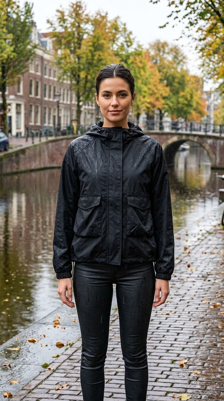 Short Ruched Rain Jacket