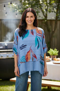 Cotton Contrast Leaves Top