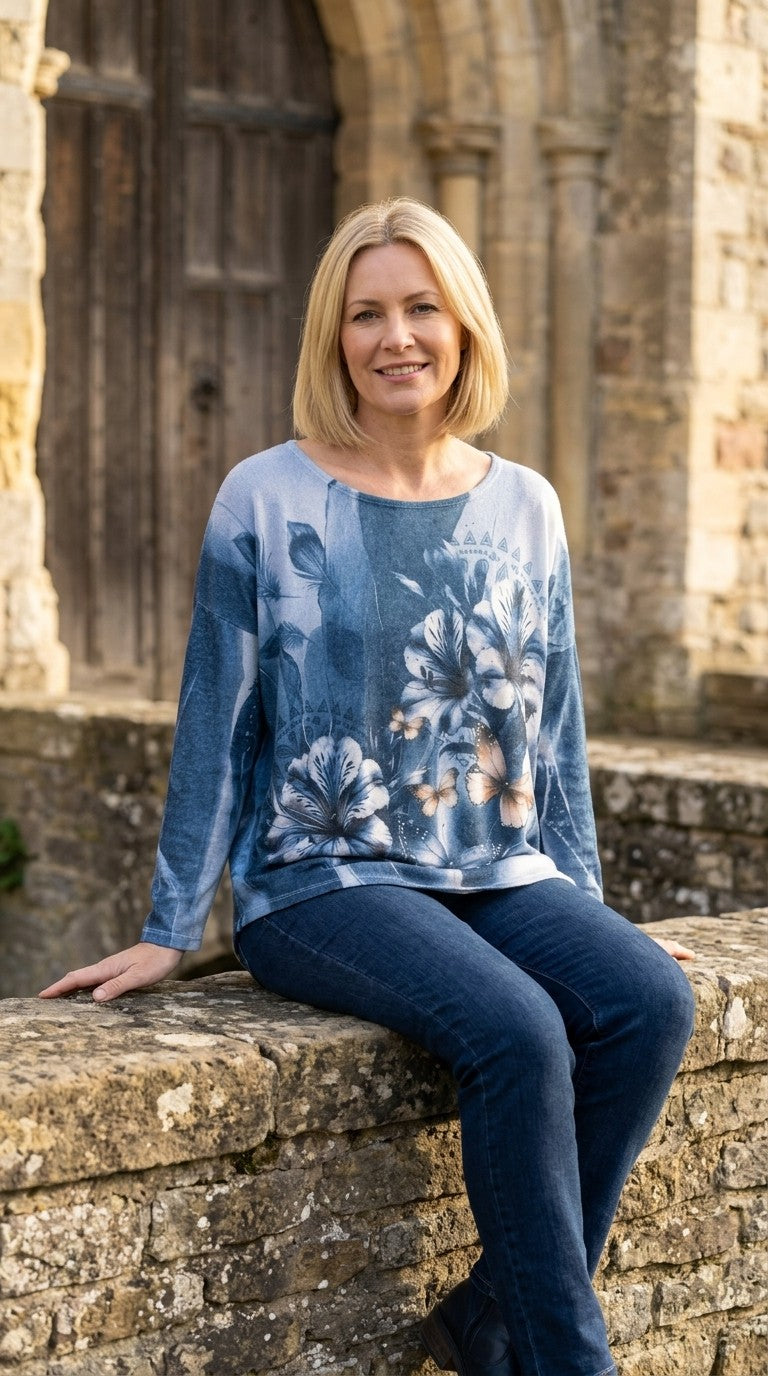 Floral Butterfly Graphic Top