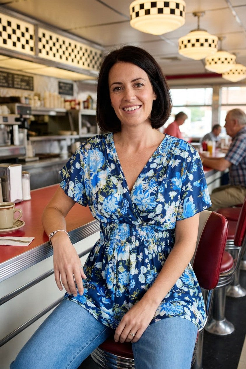 Ruched Floral Top
