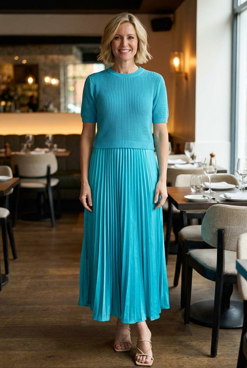 Short Sleeve Jumper Pleated Dress