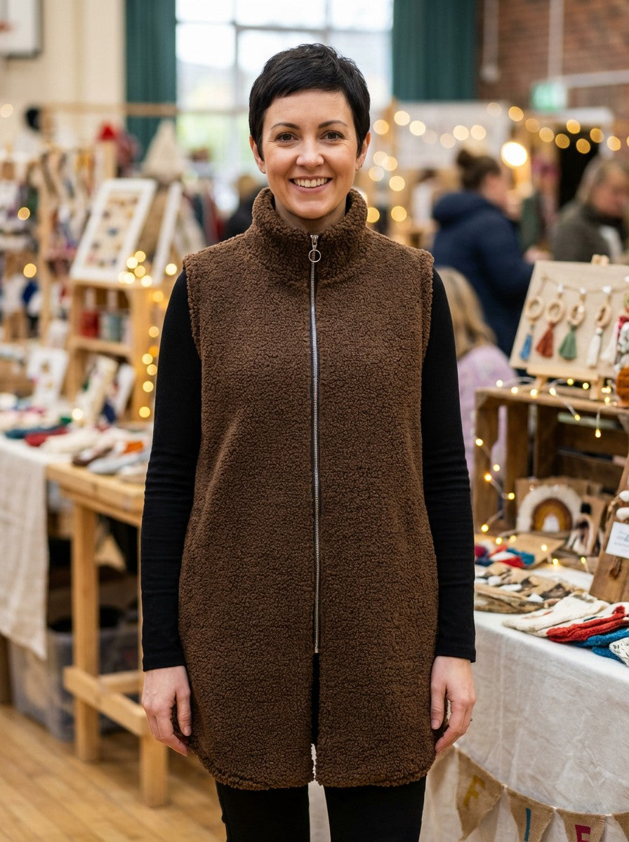 Longline Hooded Teddy Gilet