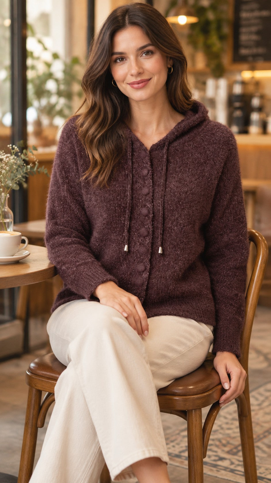 Chocolate Button Up Front Hoodie