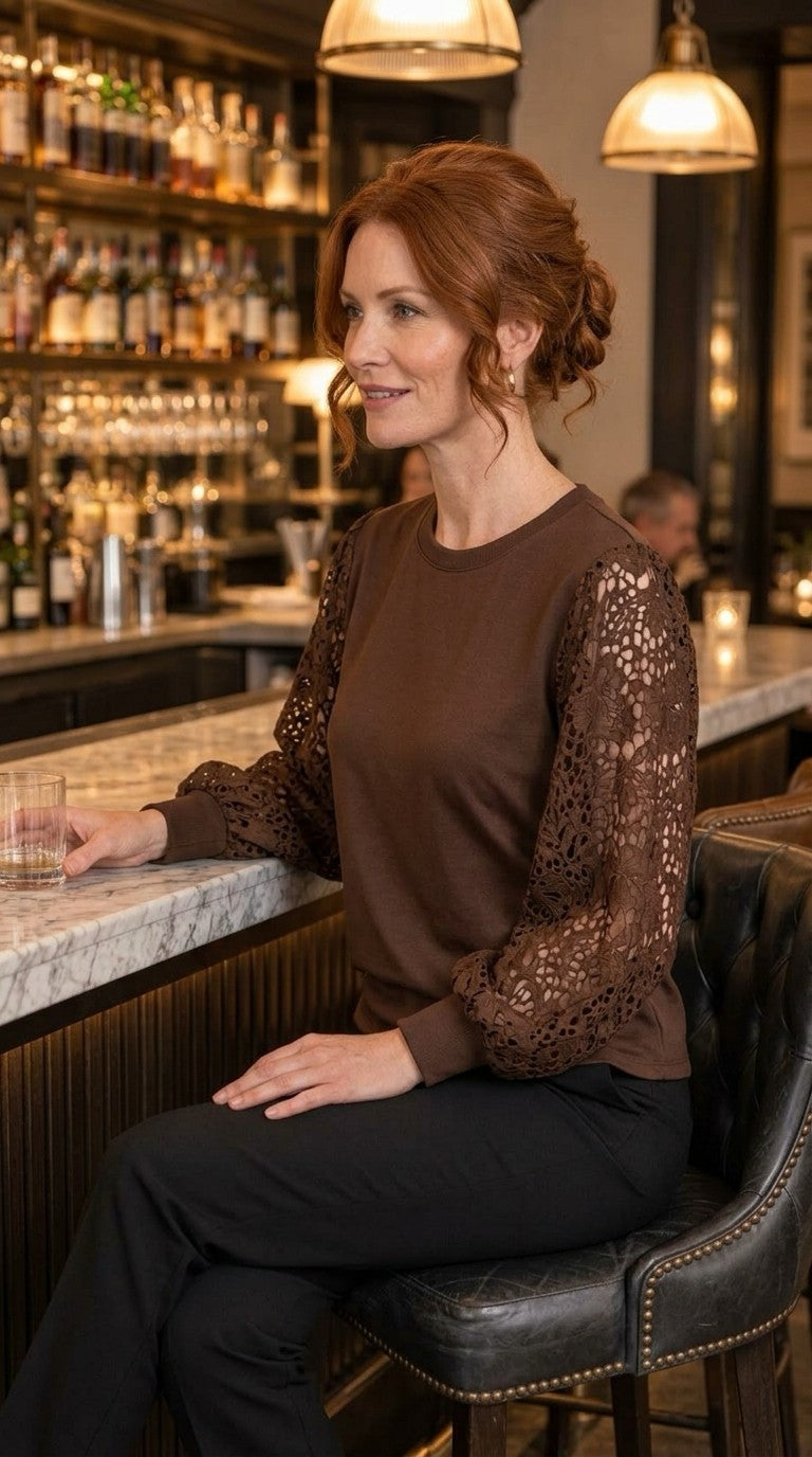 Lace Sleeve Detail Top