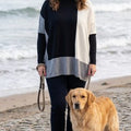Colour Block Polo Neck Jumper