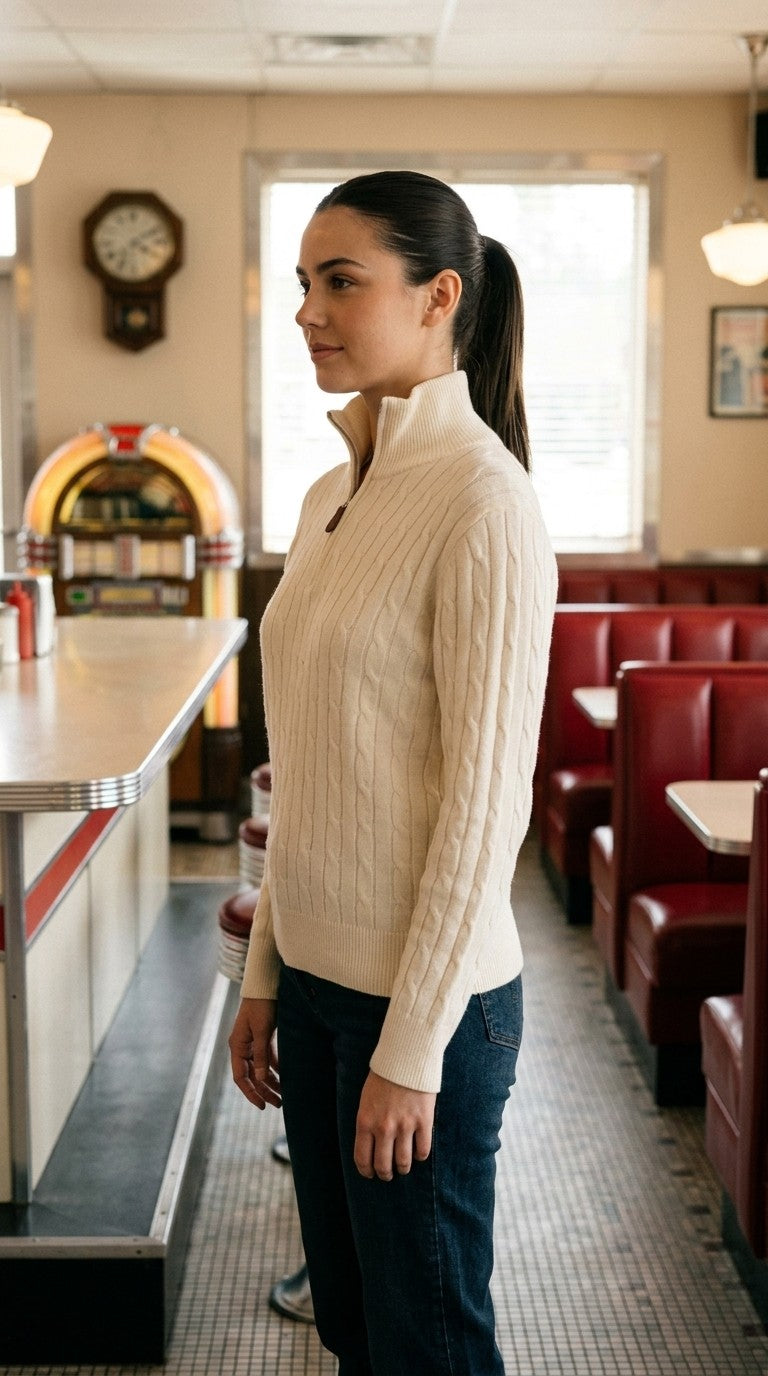 Cable Knit Zip Up Jumper