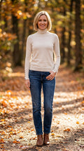Button Sleeve Polo Neck Jumper