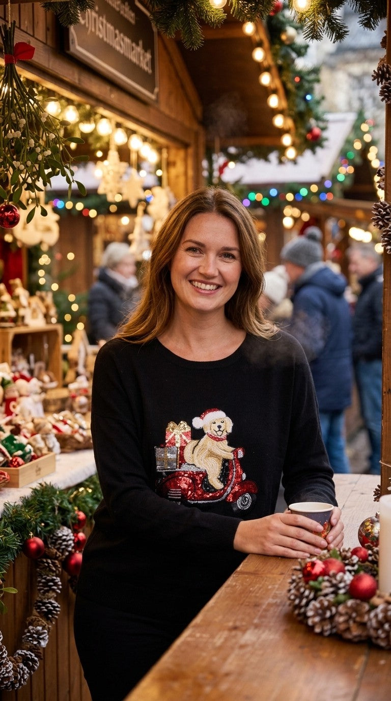 Christmas Dog on a Scooter Jumper
