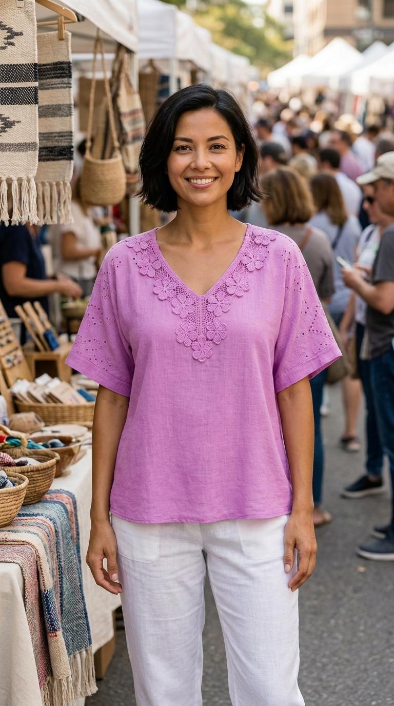 Curve Floral Crochet Top