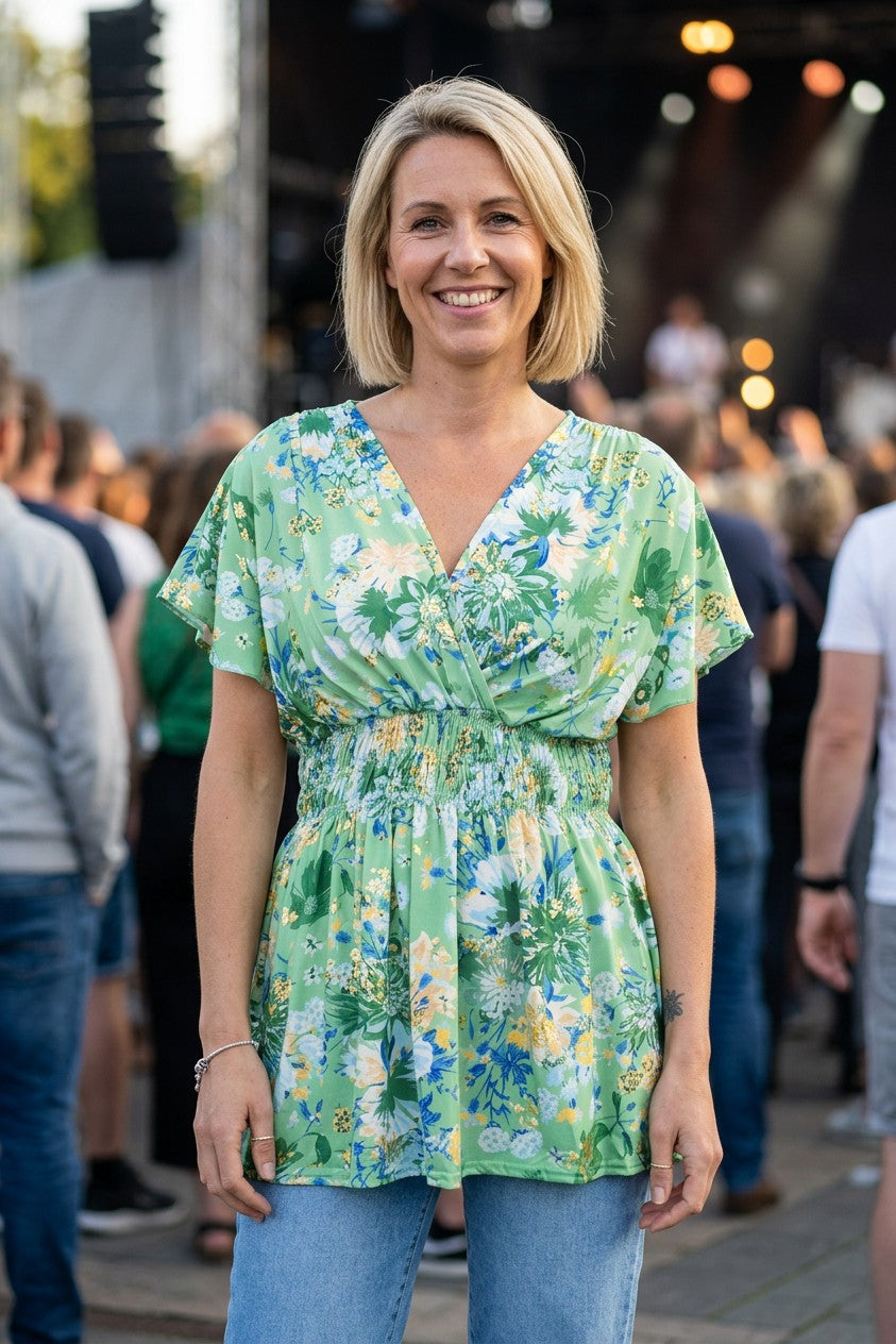 Ruched Floral Top