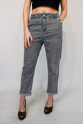 Button Detail Charcoal Jeans