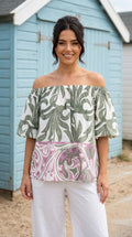 Off the Shoulder Printed Blouse