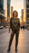 Khaki Sparkle Heart Top