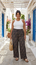 Curve Leopard Print Wide Leg Trousers