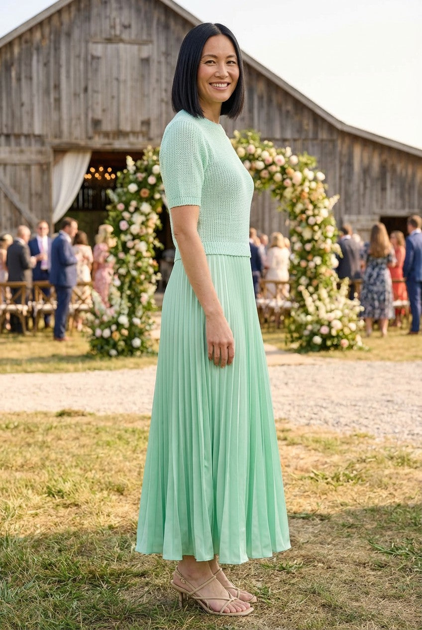 Short Sleeve Jumper Pleated Dress