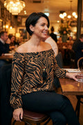 Animal Print Tie Front Bardot Top