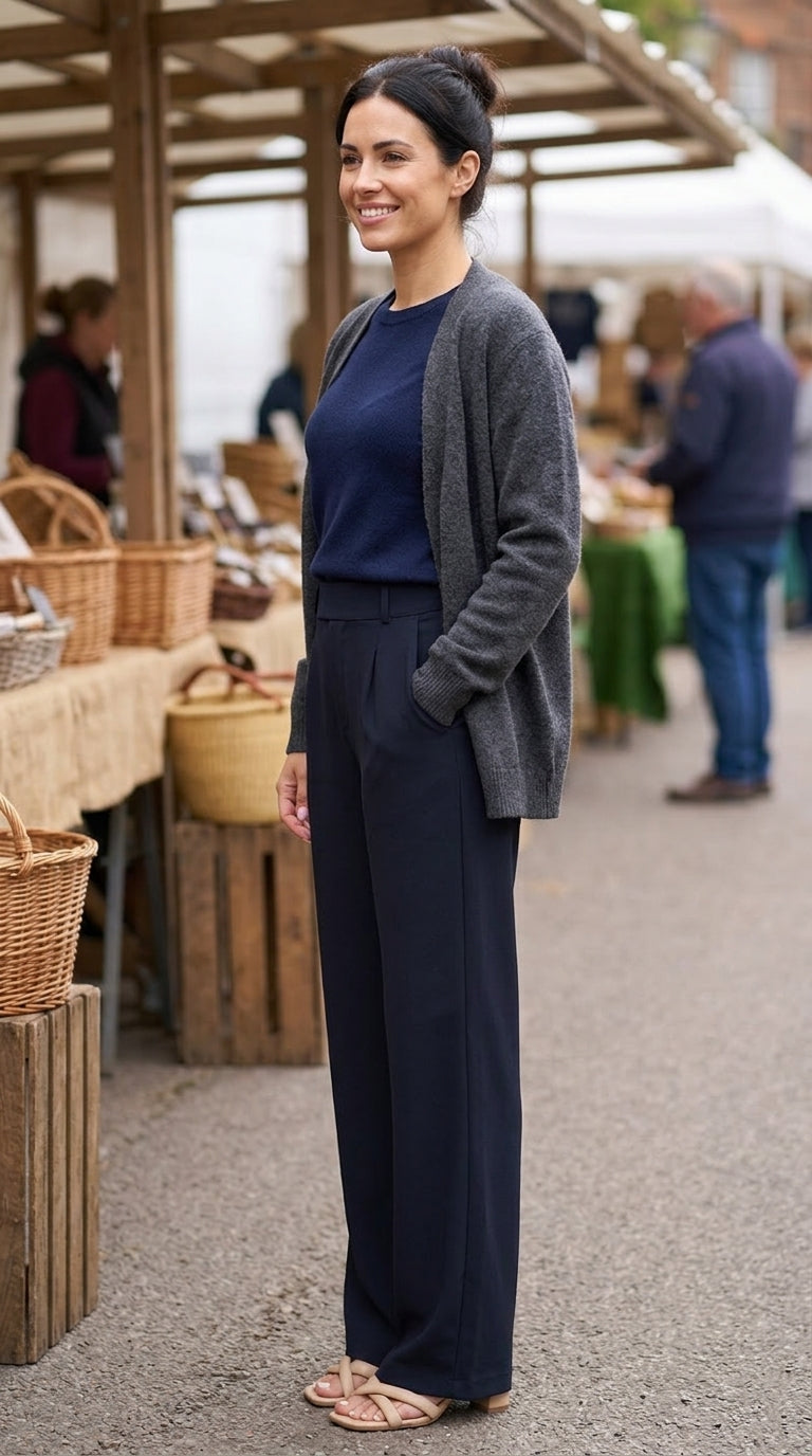 Wide Leg Stretch Trousers