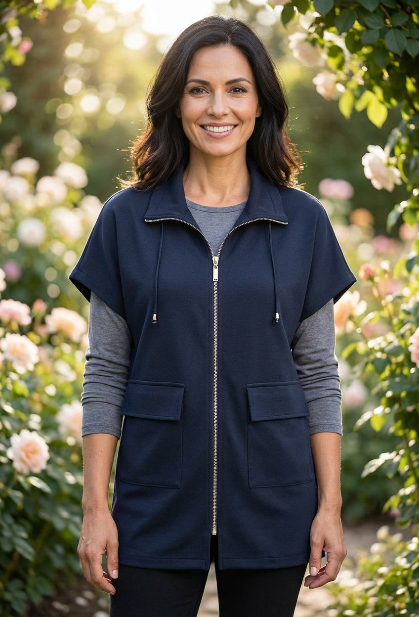 Funnel Neck Short Sleeve Jacket