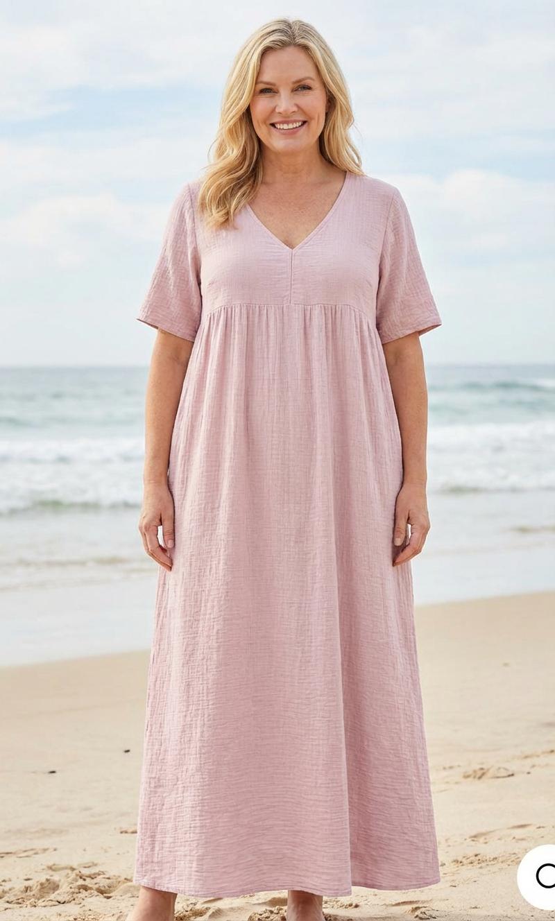 Curve Cheesecloth V Neck Dress