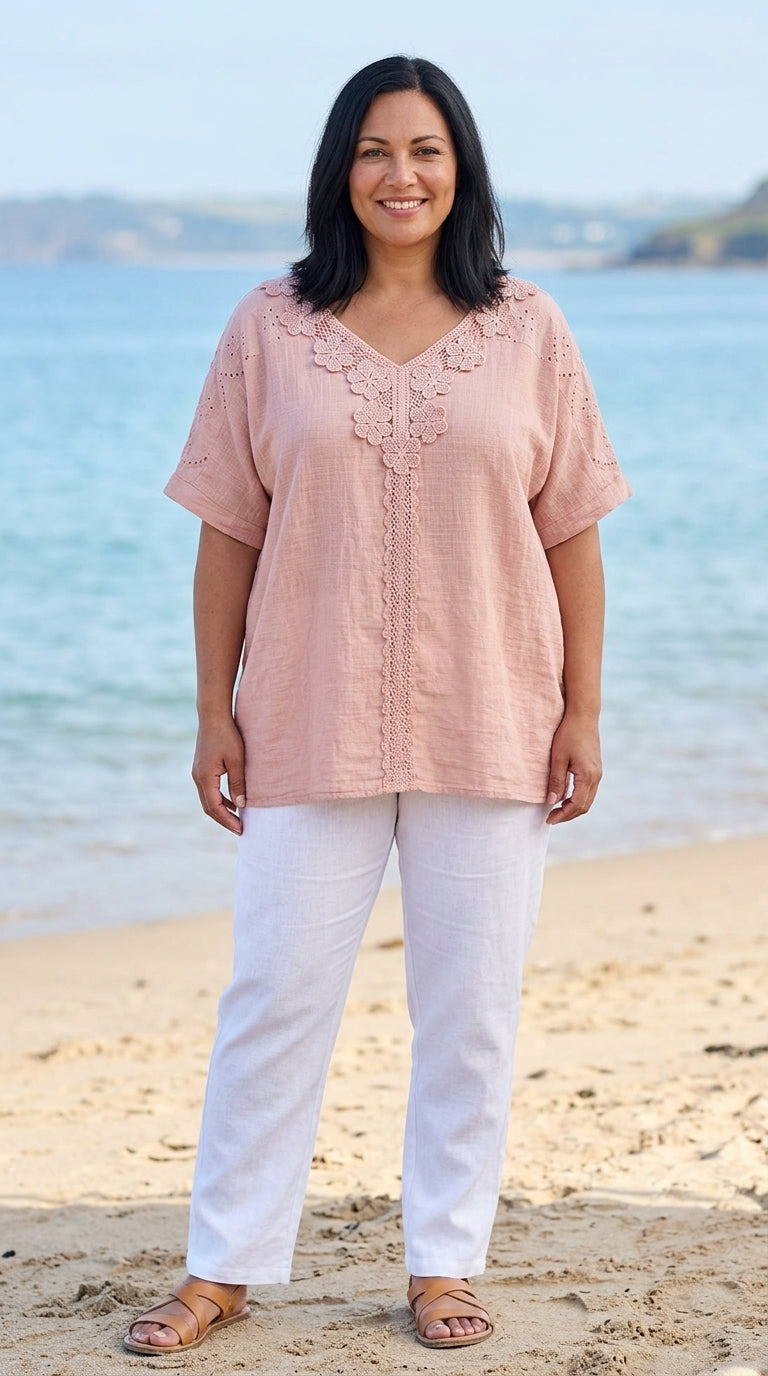 Curve Floral Crochet Top