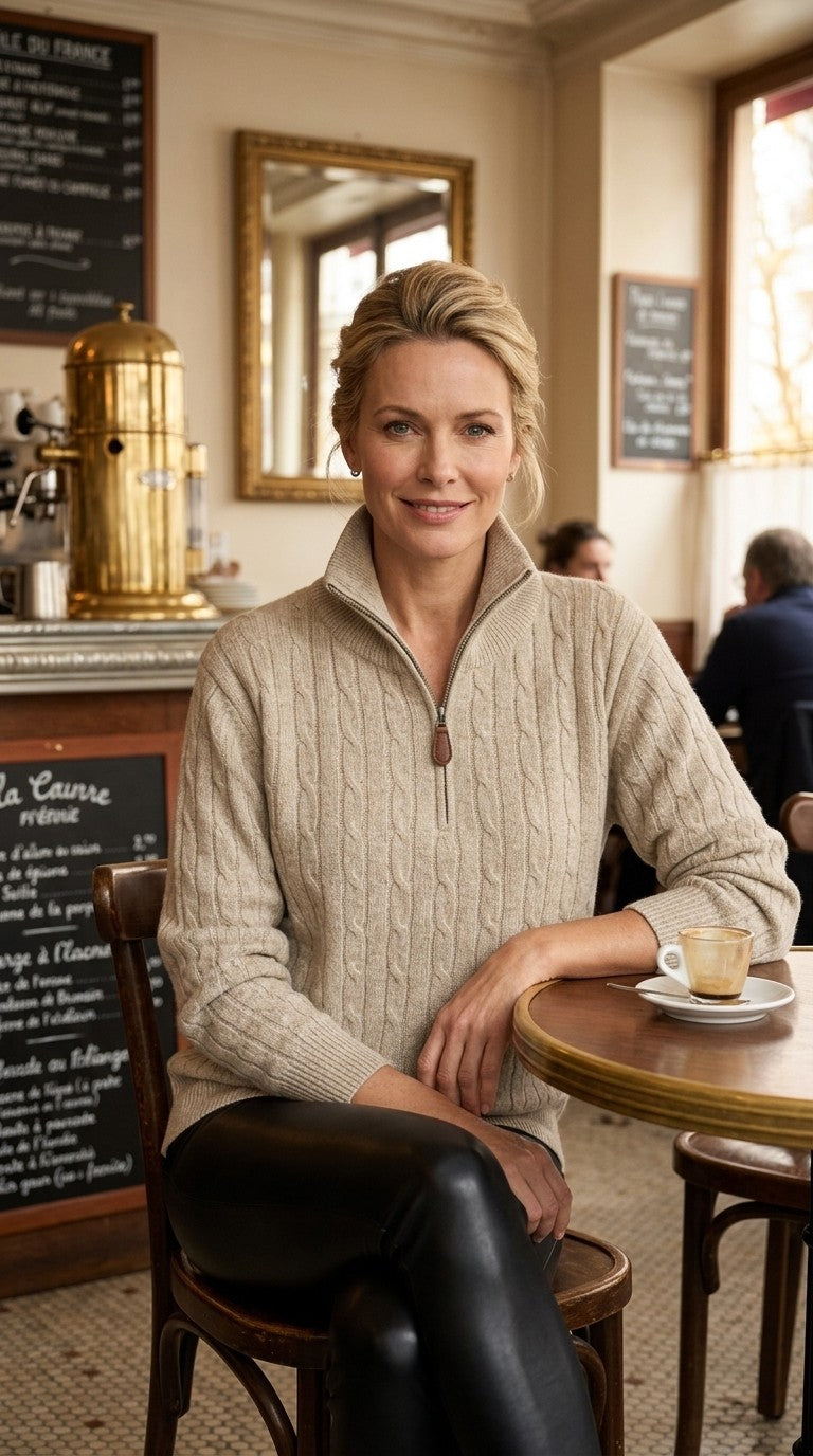 Cable Knit Zip Up Jumper