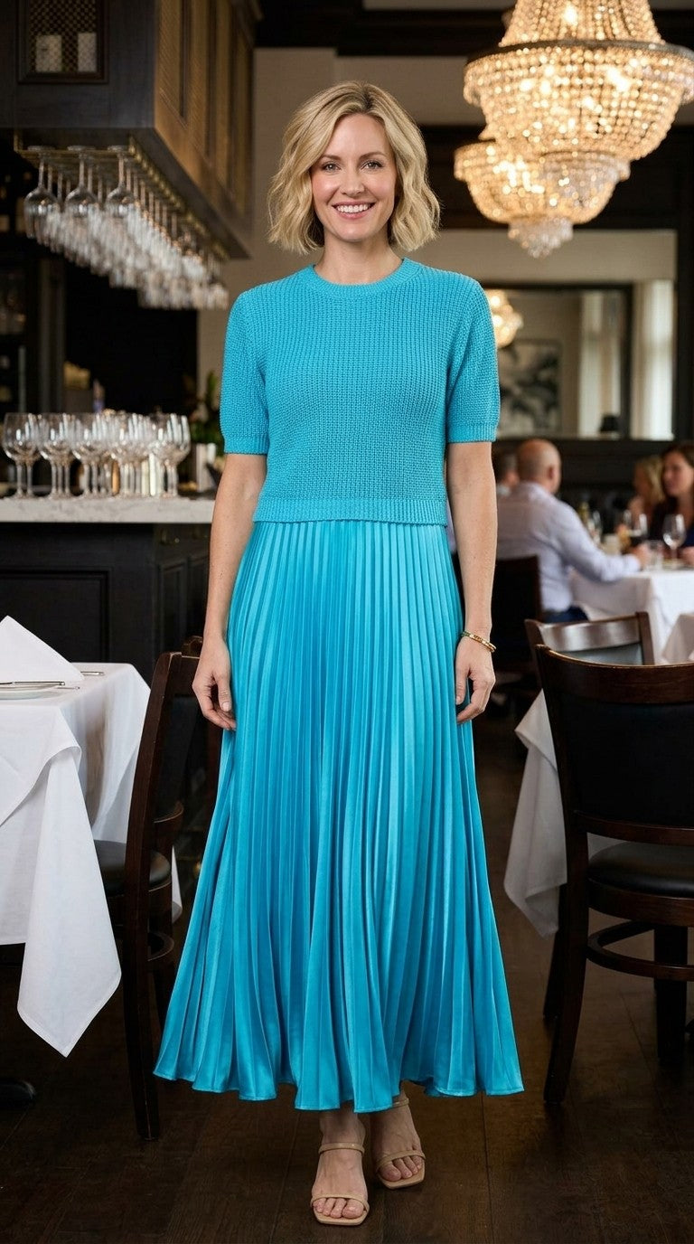 Short Sleeve Jumper Pleated Dress