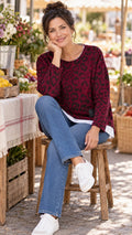 Wine Leopard Top
