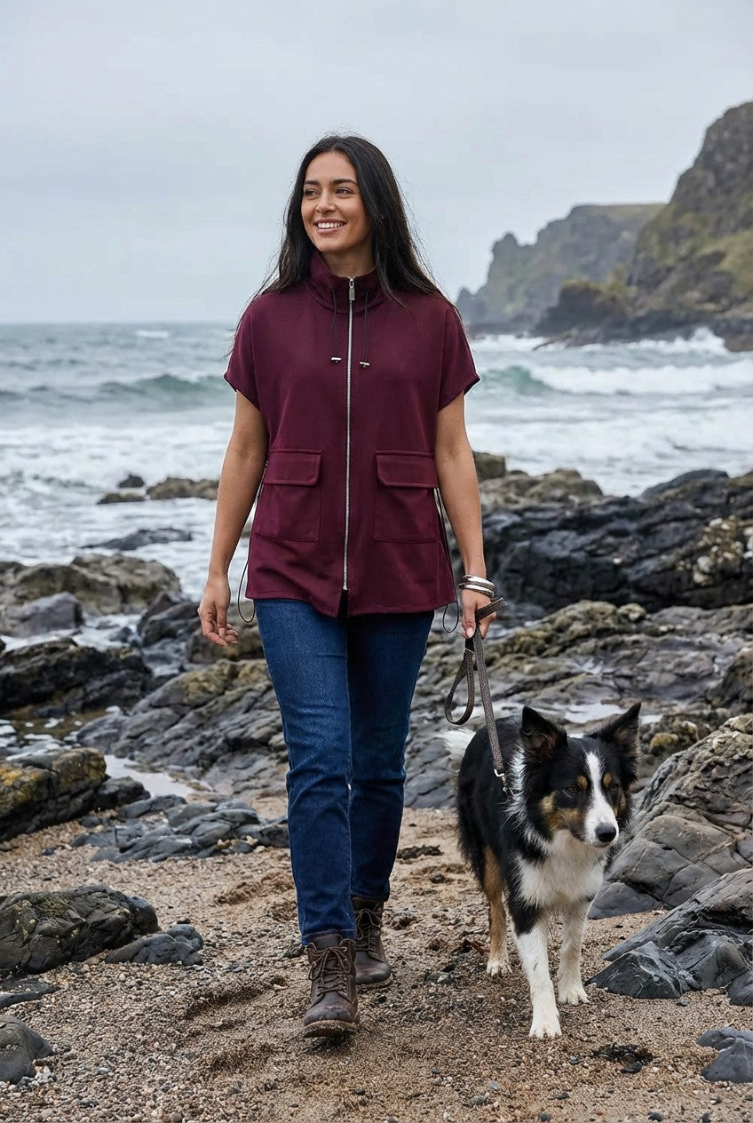 Funnel Neck Short Sleeve Jacket