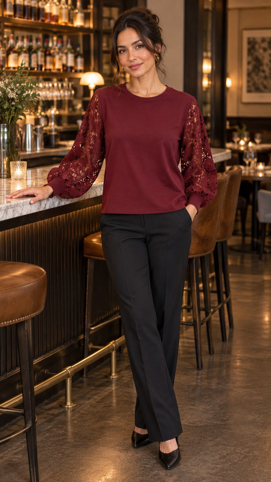 Lace Sleeve Detail Top