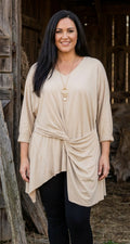 Italian Twisted Front V Neck Top