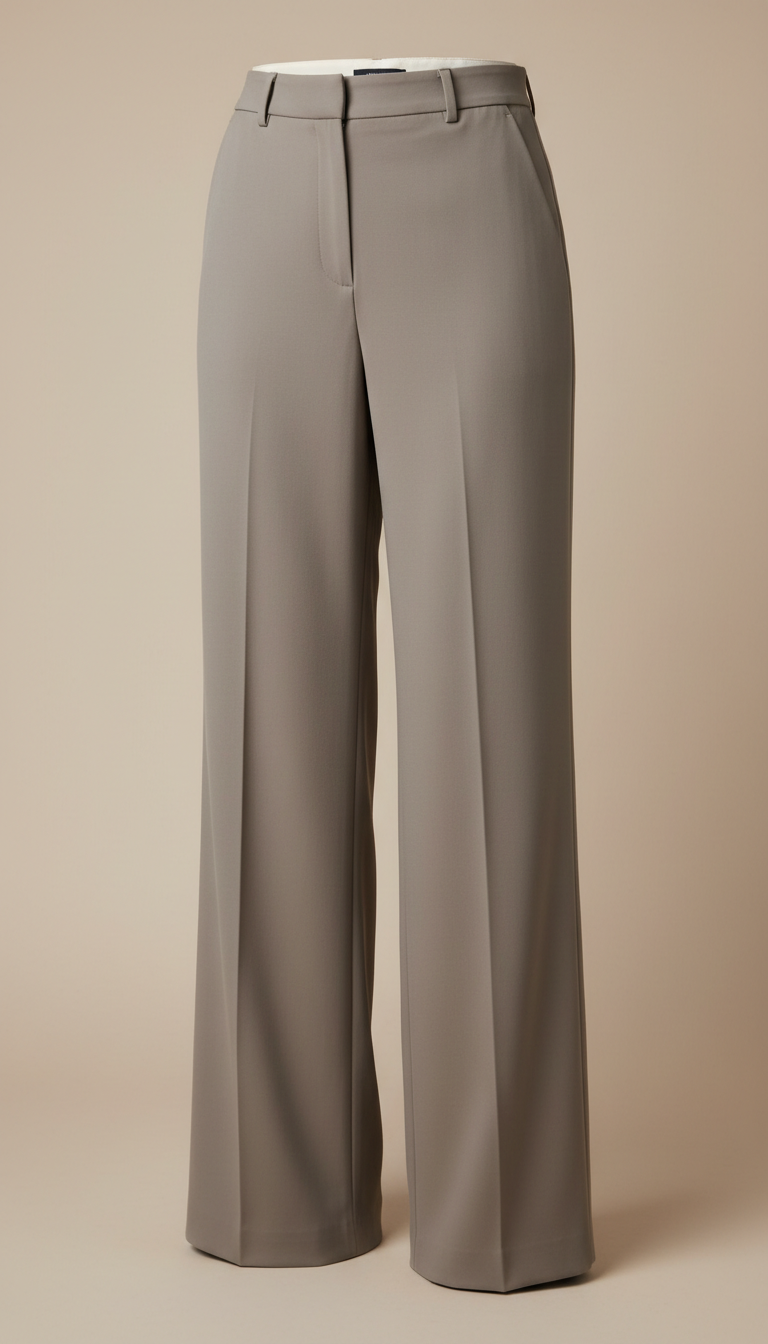 Stone taupe tailored wide-leg trousers