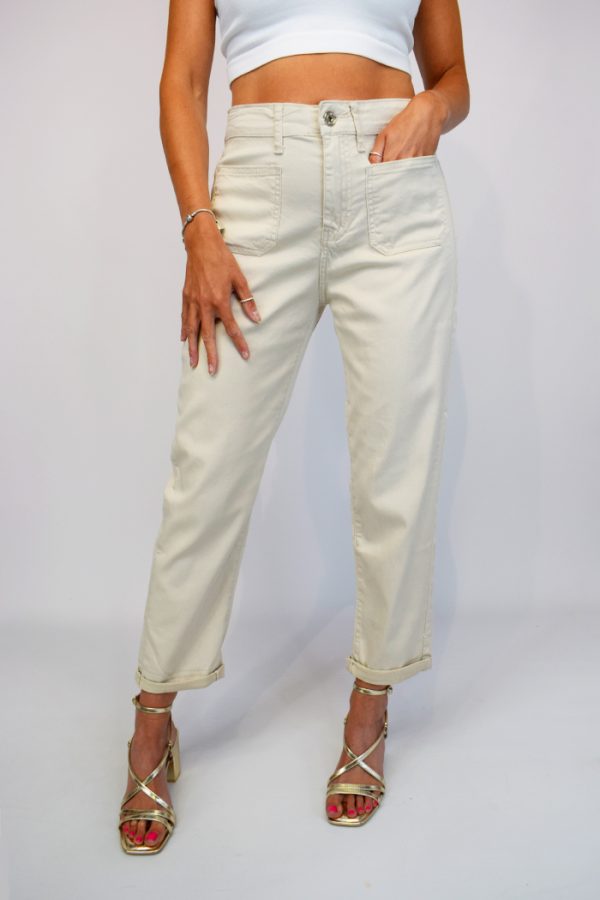 Stone Pocket Front Mom Cargo Jeans