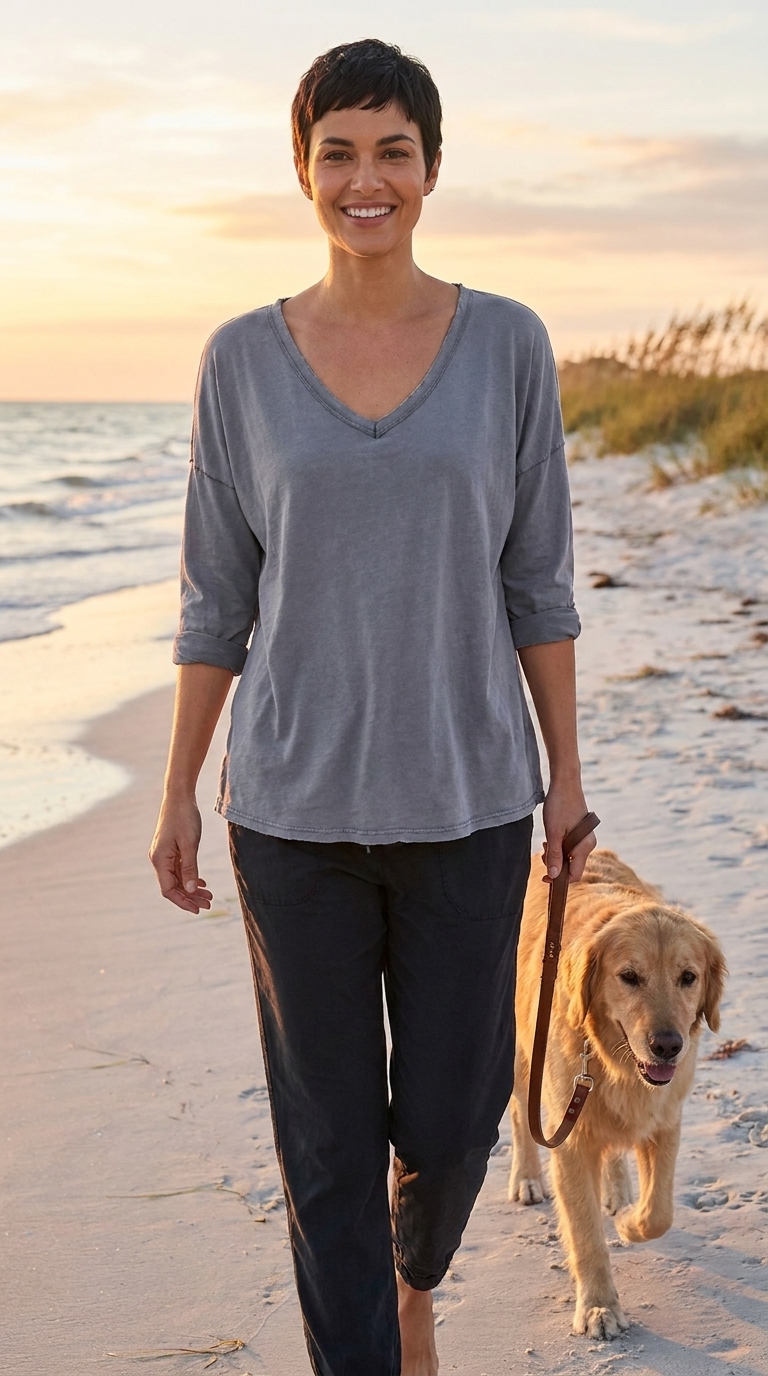 V Neck Fade Wash Top - Pink, Blue, Camel, Grey & Taupe