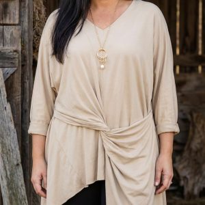 Italian Twisted Front V Neck Top