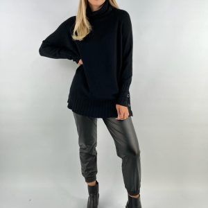 Side Button Polo Neck Jumper