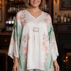 Diamante Brooch Floral Top