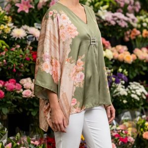 Diamante Brooch Floral Top