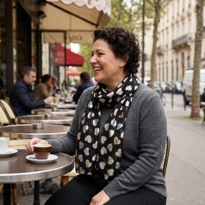 Sketch Heart Print Lightweight Scarf