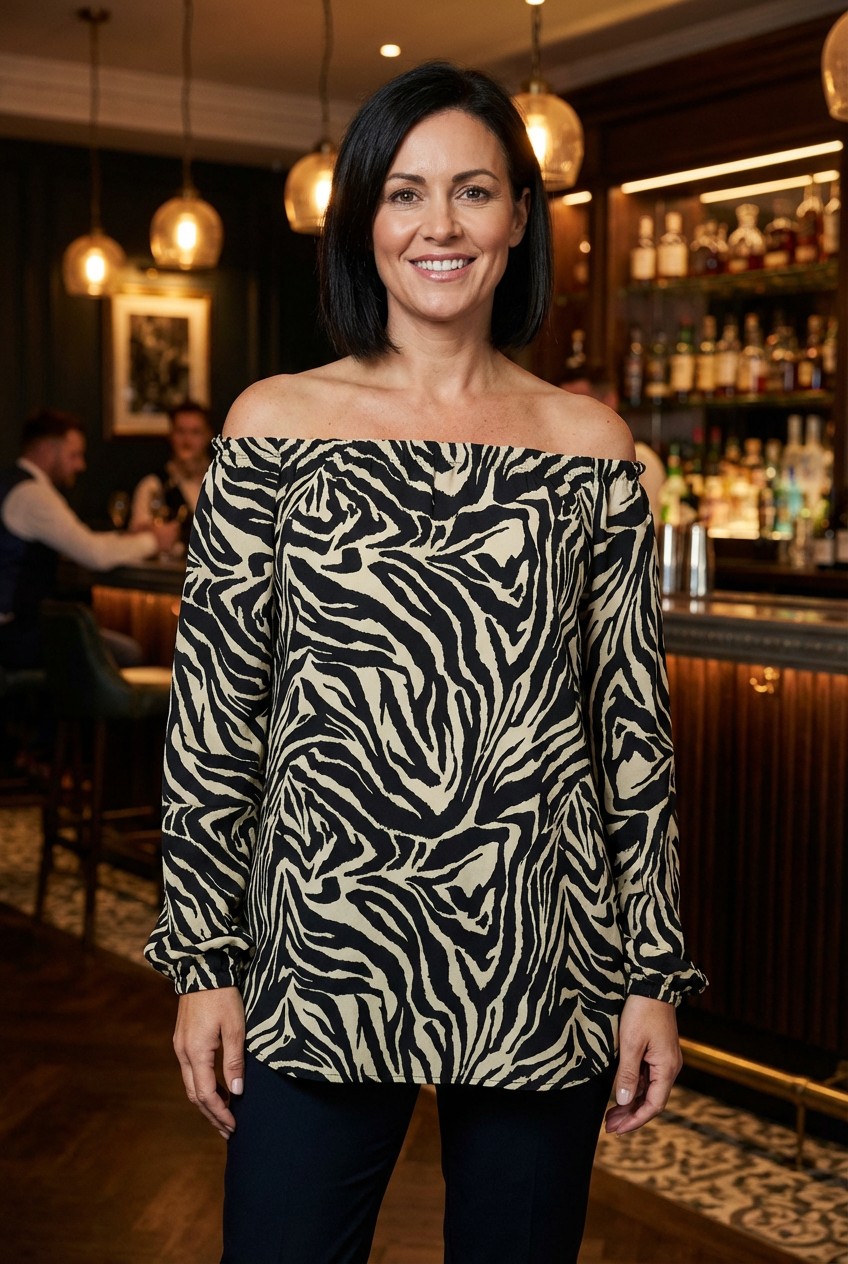 Animal Print Ruffle Sleeve Tunic